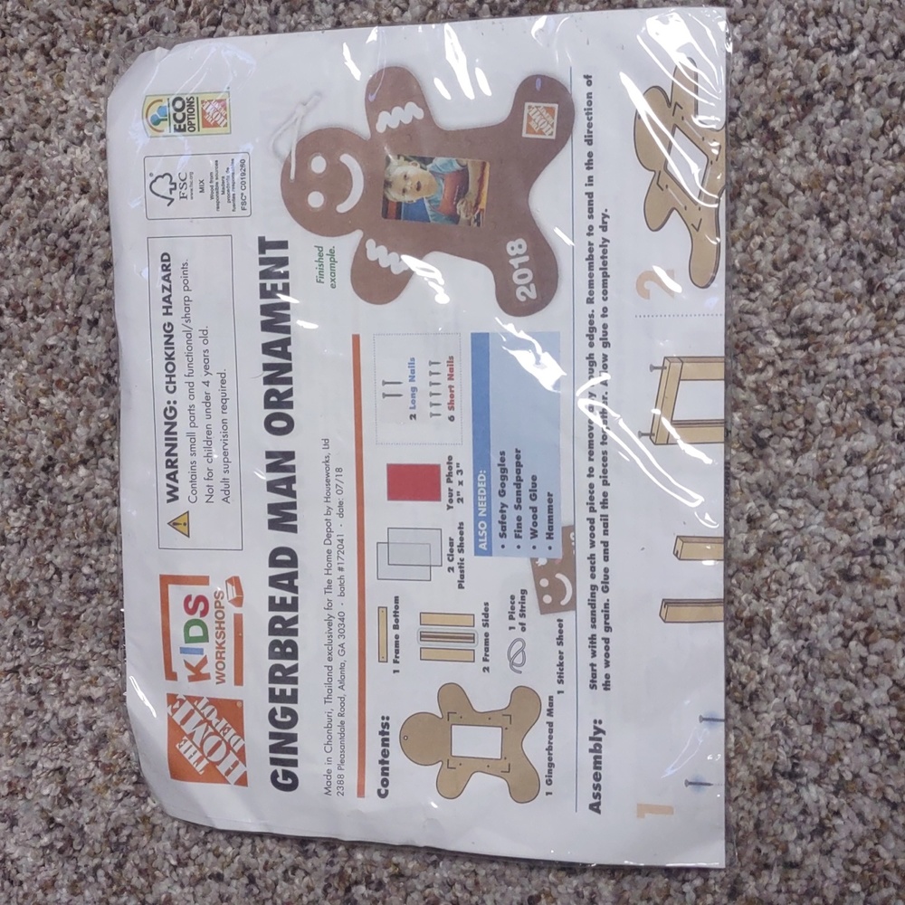 The Home Depot Kids Workshops Gingerbread Man Ornament